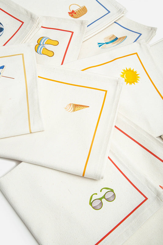 Napkins & Placemats set with colored borders